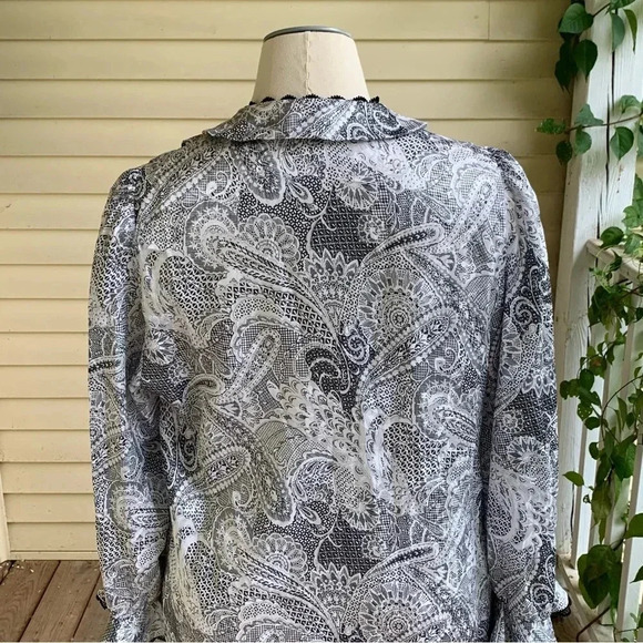 Christian Dior Loungewear Vintage Kaftan Dress Robe Black & White Paisley Size L - Picture 4 of 15